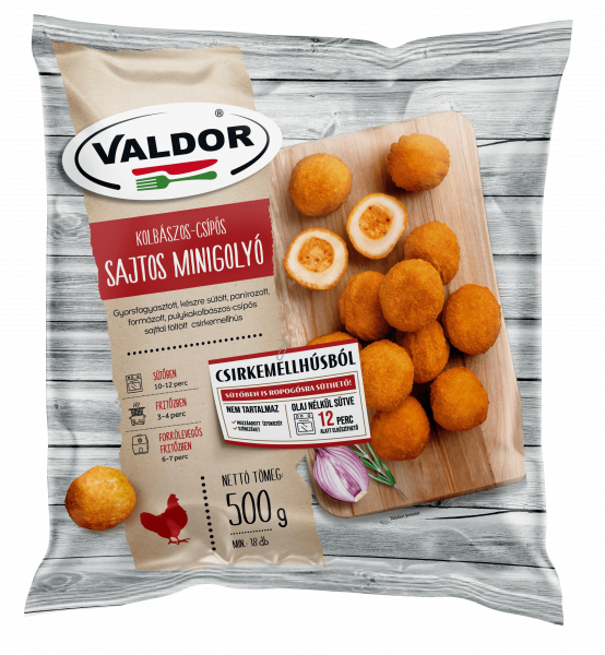VALDOR Kolbászos-csípős sajtos minigolyó 500g